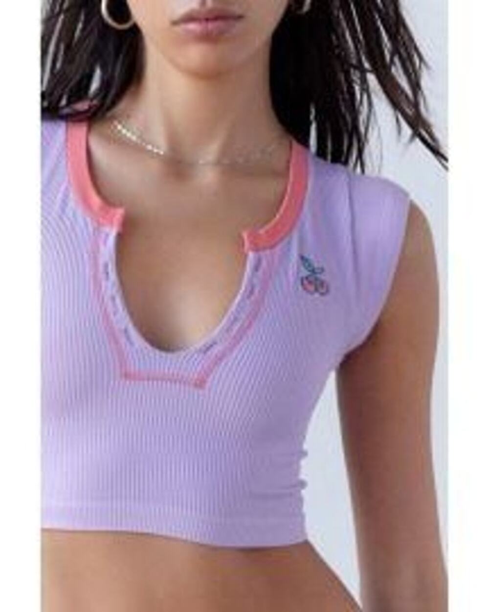 Urban Outfitters Out From Under Go For Gold Seamless Cropped Ribbed Stretch Top